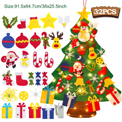 Kids DIY Felt Christmas Tree | Wall Hanging Xmas Tree with Ornaments | 2025 Christmas & 2026 New Year Decorations