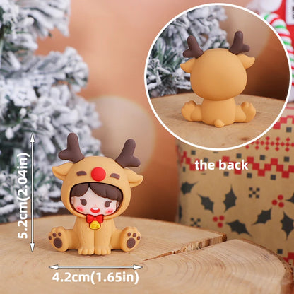 Christmas Cake Topper Set | Bear Doll Ornaments, Red Sweater & Green Shirt, Rainbow Arch & Gift Box | Holiday Party Cake Decorations