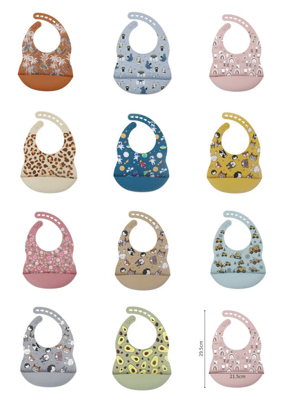 New Arrival Silicone Baby Bibs – Waterproof Feeding Bibs with Fun Prints (Avocado, Zoo, Tractor) | Soft Newborn Burp Cloth & Tableware Accessory