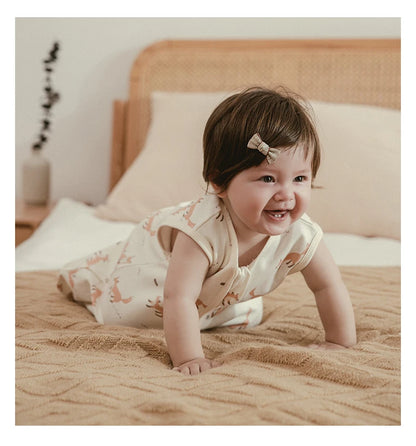 Baby Summer Sleeping Bag 0–24 Months – Lightweight 0.5 TOG Wearable Blanket, Thin Layer Sleep Sack with Anti-Kick Design, Beige Wheat Print