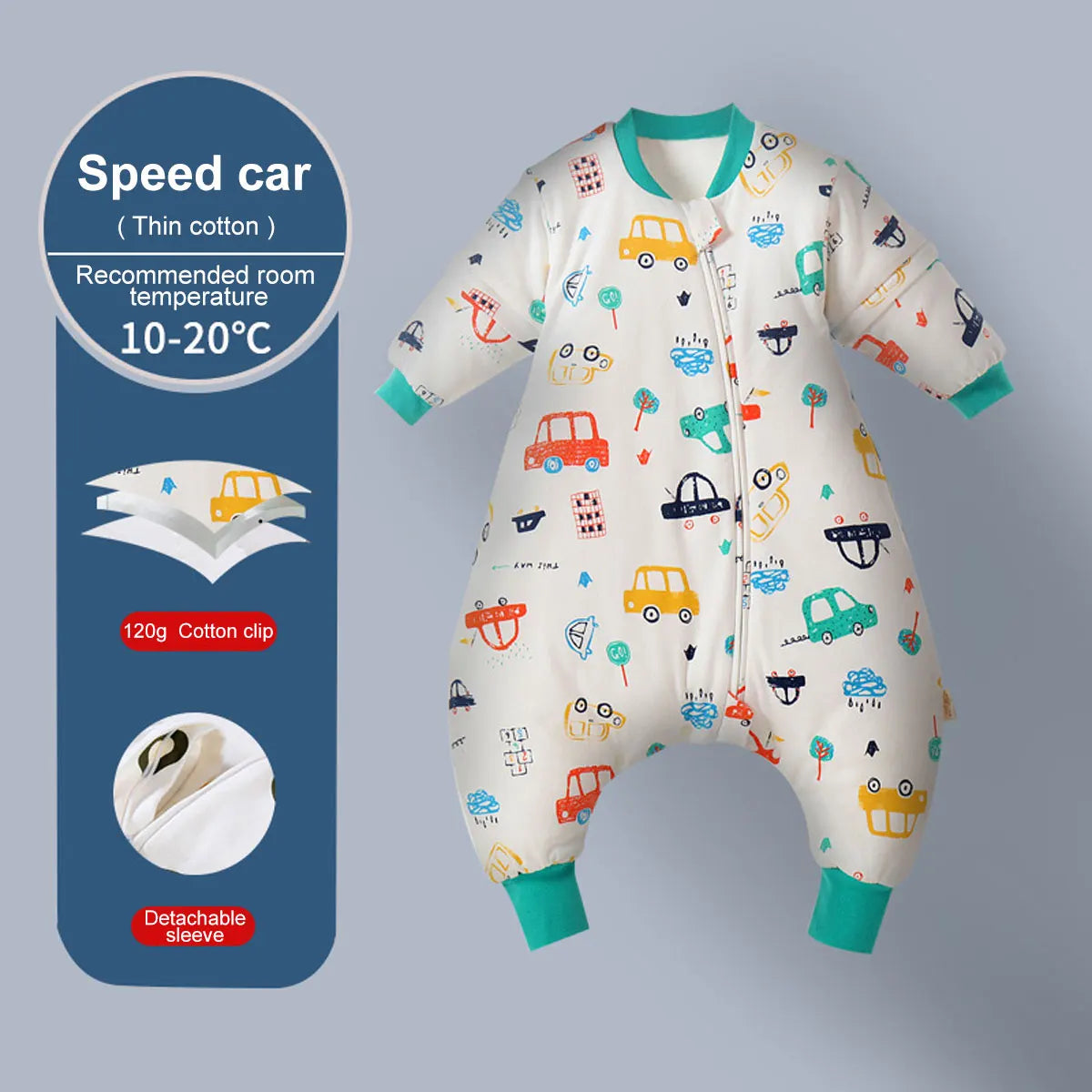 Baby Cartoon Split-Legged Sleepsack – Thickened Children’s Sleeping Bag with Detachable Sleeves for Boys & Girls, Autumn & Winter