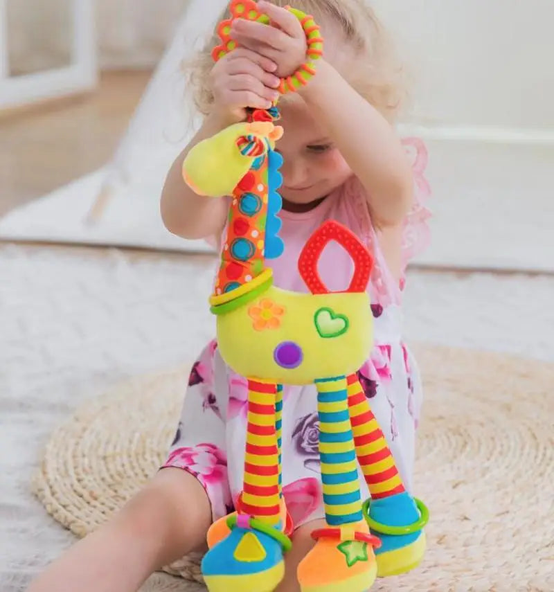 Soft Infant Crib & Stroller Mobile Hanging Rattle – Cute Stuffed Animal Baby Toys | Educational Hand Grip Toy for Brain Development