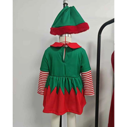 Christmas Baby Outfit | Newborn Santa Claus Costume Set with Green Romper & Elf Hat (2 Pcs, 0–18 Months)
