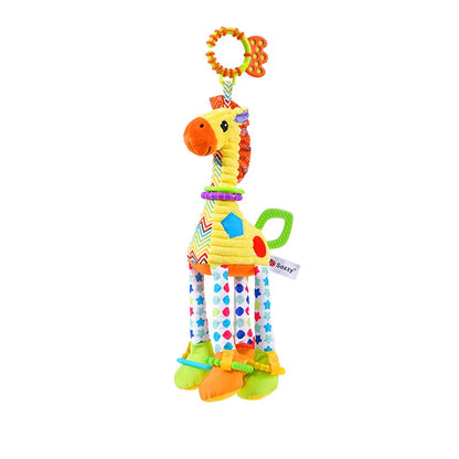 Soft Giraffe & Zebra Animal Handbell Rattle Plush Baby Toy with Teether | Infant Developmental Handle Toys for Newborn Gifts