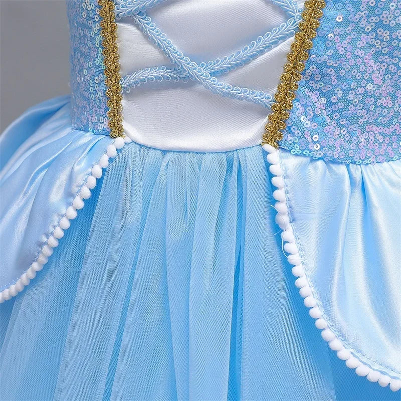 Cinderella Belle Princess Costume Dress for Girls | Rapunzel Cosplay Outfit | Kids Halloween Disguise, Christmas & Birthday Party Clothes