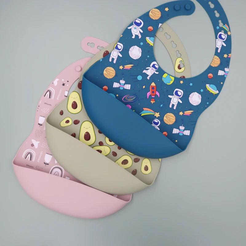 New Arrival Silicone Baby Bibs – Waterproof Feeding Bibs with Fun Prints (Avocado, Zoo, Tractor) | Soft Newborn Burp Cloth & Tableware Accessory