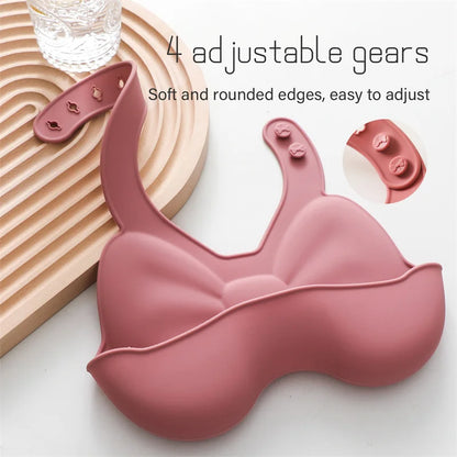 Baby Waterproof Silicone Bibs – Adjustable Feeding Bibs with Cute Bowknot Apron Design | Soft Toddler Bibs for Boys & Girls