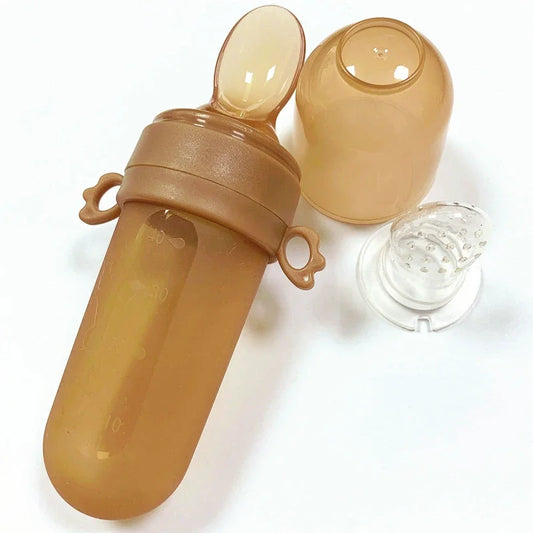 Baby Spoon Bottle Feeder – Silicone Squeeze Spoon with Medicine Dropper | Safe Feeding Utensils & Cutlery for Infants & Toddlers