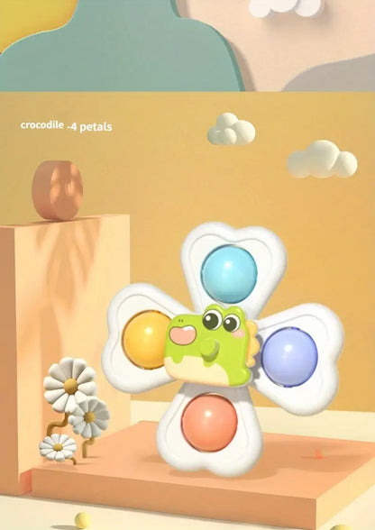 3PCS Baby Suction Cup Spinner Toys – Sensory Educational Bath Toys for Infants & Toddlers, Stress Relief Gift