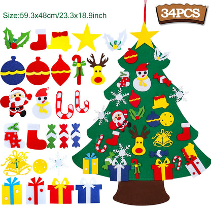 Kids DIY Felt Christmas Tree | Wall Hanging Xmas Tree with Ornaments | 2025 Christmas & 2026 New Year Decorations
