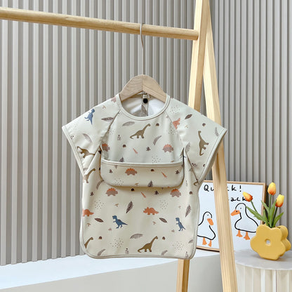 Cute Baby Bibs – Waterproof Toddler Feeding Smock with Short Sleeves | Cartoon Animal Apron Bibs for Babies & Kids (0–6Y)