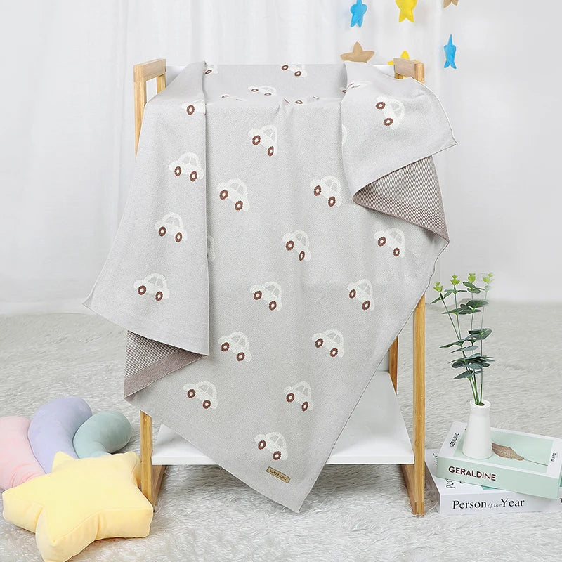 Baby Blanket Breathable Cotton Knit Swaddle Wrap – 100×80cm Newborn Receiving Blanket for Boys & Girls, Stroller & Nursery Quilt