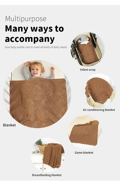 Super Soft Cotton Baby Blanket – Newborn Knit Swaddle Wrap for Stroller, Nursery & Sleeping (90×70cm)