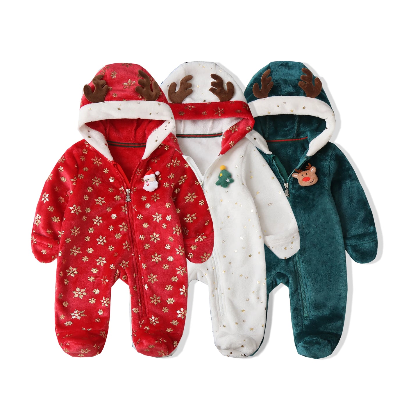 AYNIGIELL Newborn Baby Christmas Clothes | Plush Winter Romper Jumpsuit | Infant Boys Girls Warm Holiday Outfit