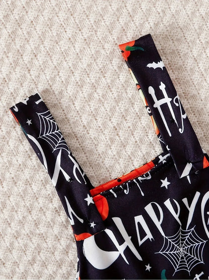 Baby Halloween Outfit 2PCS Set | Pumpkin Romper + Strappy Pants | Infant Boys & Girls Costume Clothes (0–2 Years)