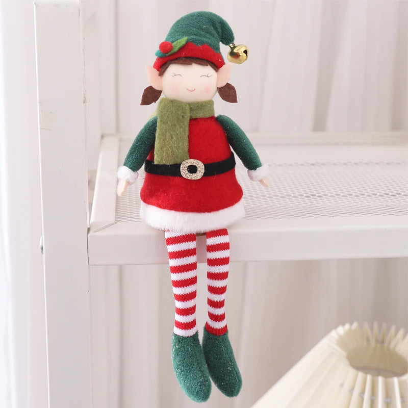 Christmas Hanging Plush Elf Dolls | Long-Legged Santa Claus Boy & Girl Ornaments | Holiday Party & New Year Decorations
