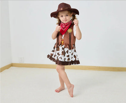 Cowgirl Cowboy Costume for Girls | Baby Toddler Girls Fancy Dress | Halloween Party Outfit
