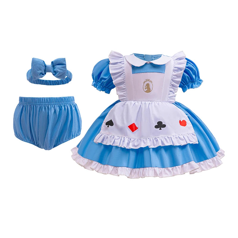 Baby Girl 3pcs Halloween Disney Princess Dress Set | Costume Outfit for Parties, Birthdays & Photoshoots