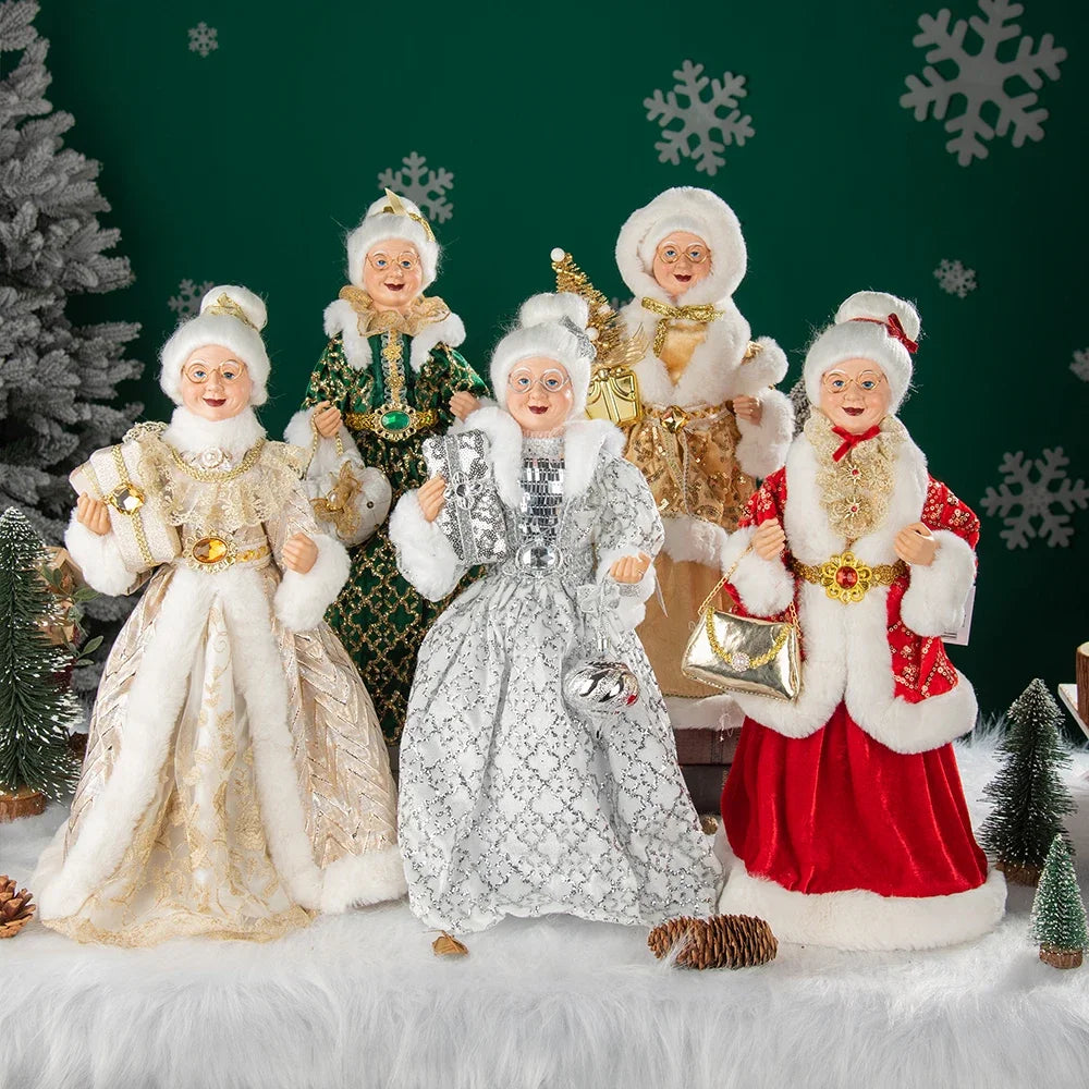 Christmas Decoration – Big Santa Claus Doll & Grandma Figurine | Holiday Room & Tree Décor Gift