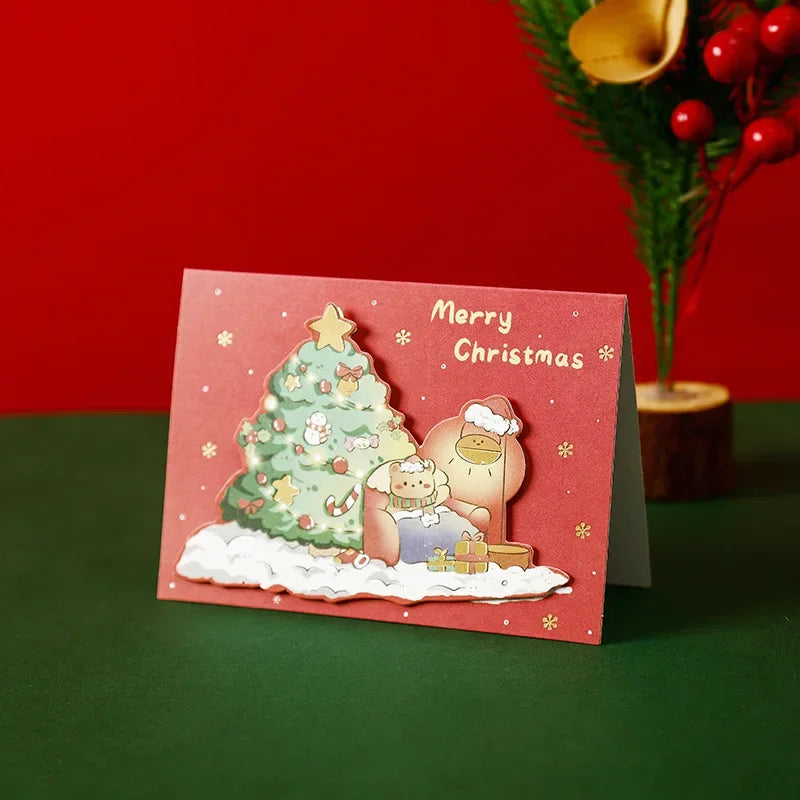 Mini Christmas Greeting Cards with Envelopes | Kids Xmas Blessing Postcards & New Year Gift Cards Party Supplies