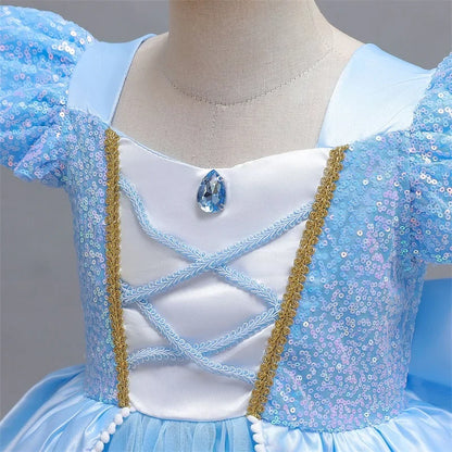 Cinderella Belle Princess Costume Dress for Girls | Rapunzel Cosplay Outfit | Kids Halloween Disguise, Christmas & Birthday Party Clothes