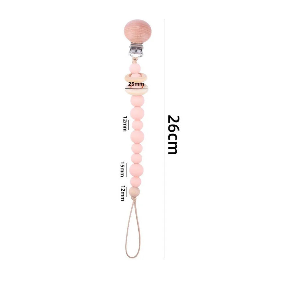 Baby Wooden Pacifier Clip | Crochet Cartoon Teething Soother Chain | BPA-Free Nursing Dummy Holder for Infants