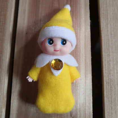 7cm Christmas Elf Baby Dolls | Miniature Dolls with Dummy & Movable Arms Legs | Dollhouse Accessories & Holiday Decorations