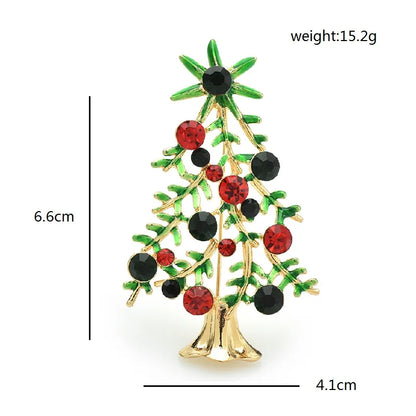 Wuli&baby Christmas Tree Brooch | Enamel Rhinestone Pin for Women & Unisex | Holiday Jewelry Gift, Party & Office Accessory