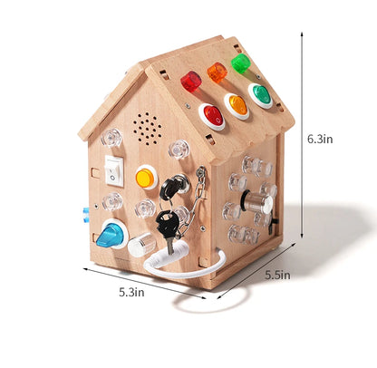 Montessori Busy House – Educational Wooden Activity Toy with Light Switches, Buttons & Music for 3-Year-Old Boys & Girls, Hands-On Learning Gift