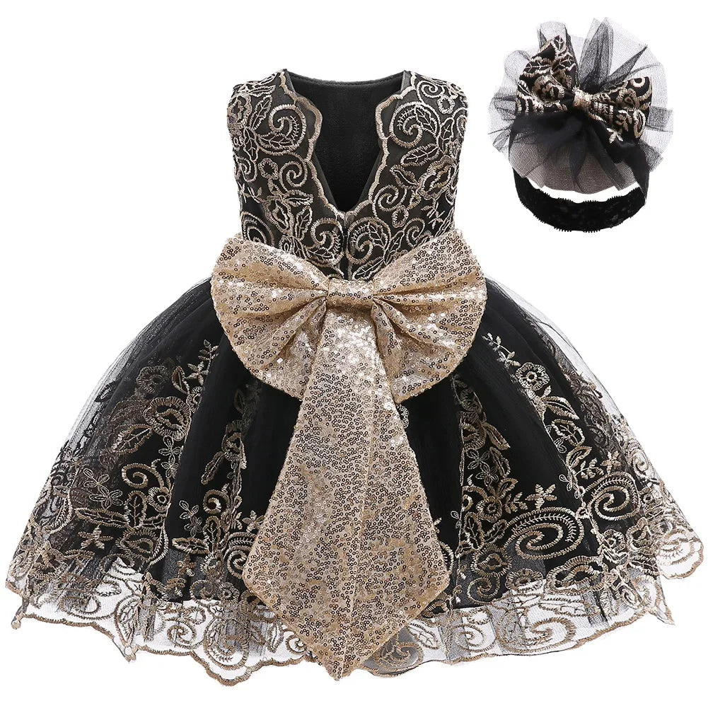 Baby Girl Christmas & Halloween Princess Dress | Infant Christening, 1st Birthday & Party Outfit | Newborn Clothes