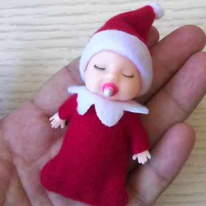 7cm Christmas Elf Baby Dolls | Miniature Dolls with Dummy & Movable Arms Legs | Dollhouse Accessories & Holiday Decorations