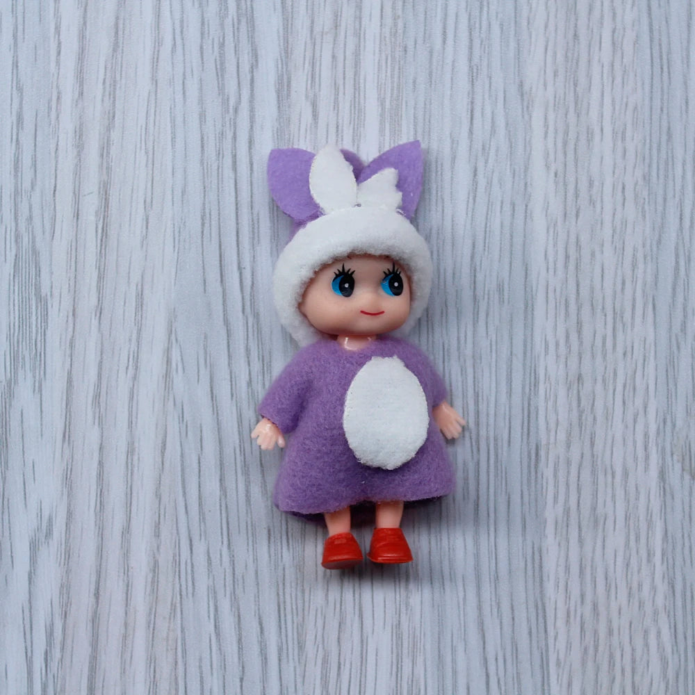 7cm Christmas Elf Baby Dolls | Miniature Dolls with Dummy & Movable Arms Legs | Dollhouse Accessories & Holiday Decorations