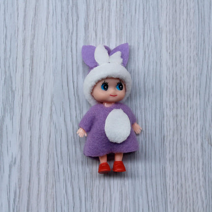7cm Christmas Elf Baby Dolls | Miniature Dolls with Dummy & Movable Arms Legs | Dollhouse Accessories & Holiday Decorations