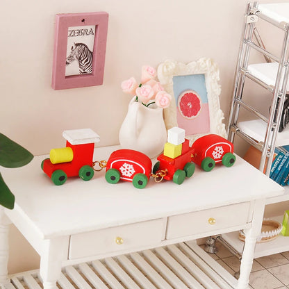Christmas Dollhouse Decorations | Mini Snowflake Train, Festive Ornaments & Miniature Food Play Set