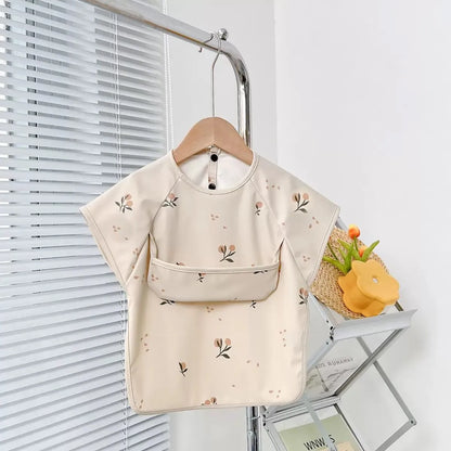 Cute Baby Bibs – Waterproof Toddler Feeding Smock with Short Sleeves | Cartoon Animal Apron Bibs for Babies & Kids (0–6Y)
