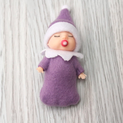 7cm Christmas Elf Baby Dolls | Miniature Dolls with Dummy & Movable Arms Legs | Dollhouse Accessories & Holiday Decorations