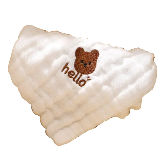 Baby Saliva Towels – 6 Layer Cotton Embroidered Washcloths | Soft Hand & Face Wipes, Burp Cloths, Bibs for Newborns & Toddlers