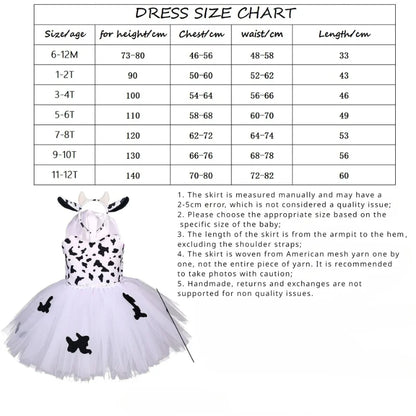 Baby Girls Halloween Animal Cosplay Costume | Kids Forest Theme Giraffe, Cow, Tiger, Leopard, Zebra Tutu Dress | Birthday & Party Outfit