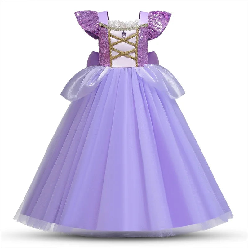 Cinderella Belle Princess Costume Dress for Girls | Rapunzel Cosplay Outfit | Kids Halloween Disguise, Christmas & Birthday Party Clothes