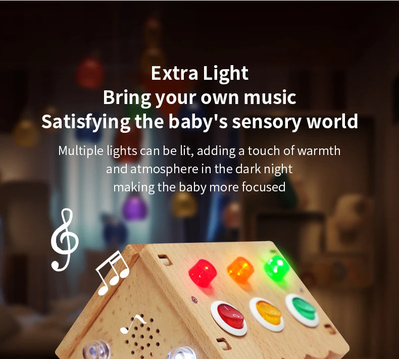 Montessori Busy House – Educational Wooden Activity Toy with Light Switches, Buttons & Music for 3-Year-Old Boys & Girls, Hands-On Learning Gift