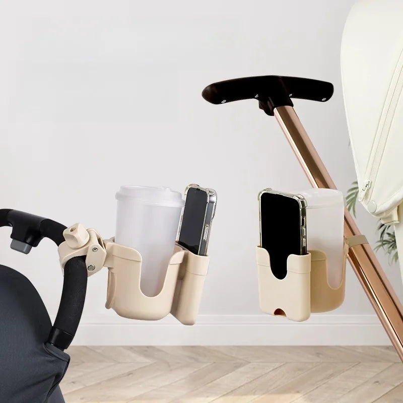 Pram Cup Holder & Phone Holder – Universal Stroller Bottle Holder with Anti-Slip Design | Baby Pram Accessories for Drinks & Mobile