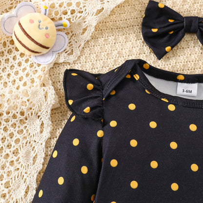 Baby Girl Bee Halloween Costume Set | Infant Romper + Tulle Suspender Dress | Newborn & Toddler Party Outfit