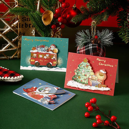 Mini Christmas Greeting Cards with Envelopes | Kids Xmas Blessing Postcards & New Year Gift Cards Party Supplies