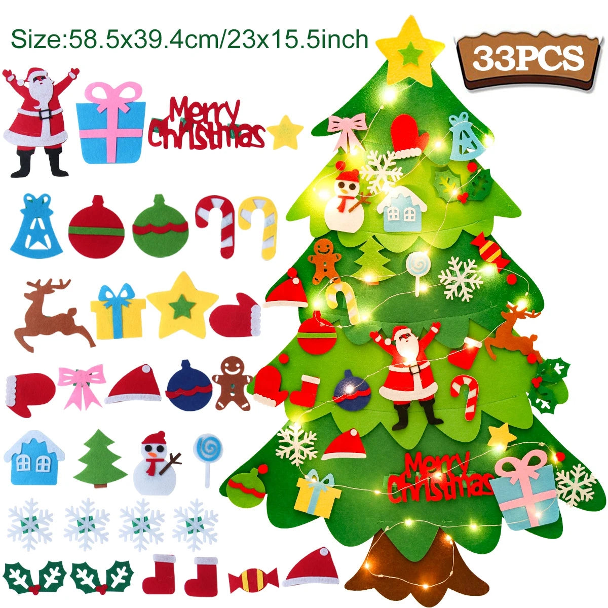 Kids DIY Felt Christmas Tree | Wall Hanging Xmas Tree with Ornaments | 2025 Christmas & 2026 New Year Decorations