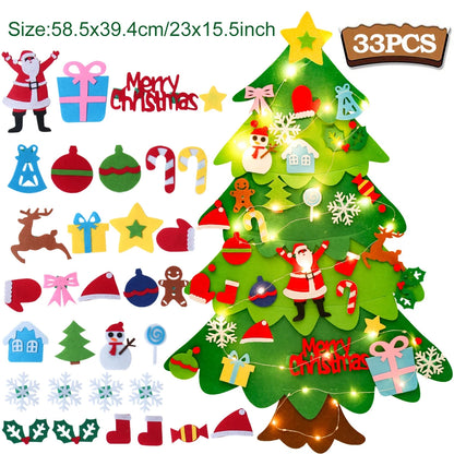 Kids DIY Felt Christmas Tree | Wall Hanging Xmas Tree with Ornaments | 2025 Christmas & 2026 New Year Decorations