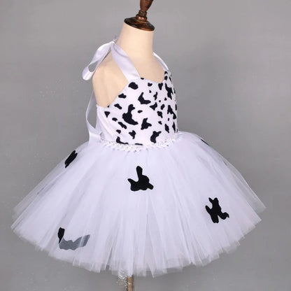 Baby Girls Halloween Animal Cosplay Costume | Kids Forest Theme Giraffe, Cow, Tiger, Leopard, Zebra Tutu Dress | Birthday & Party Outfit