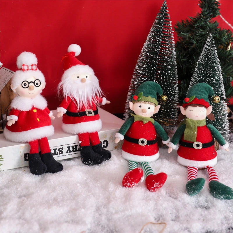 Christmas Hanging Plush Elf Dolls | Long-Legged Santa Claus Boy & Girl Ornaments | Holiday Party & New Year Decorations