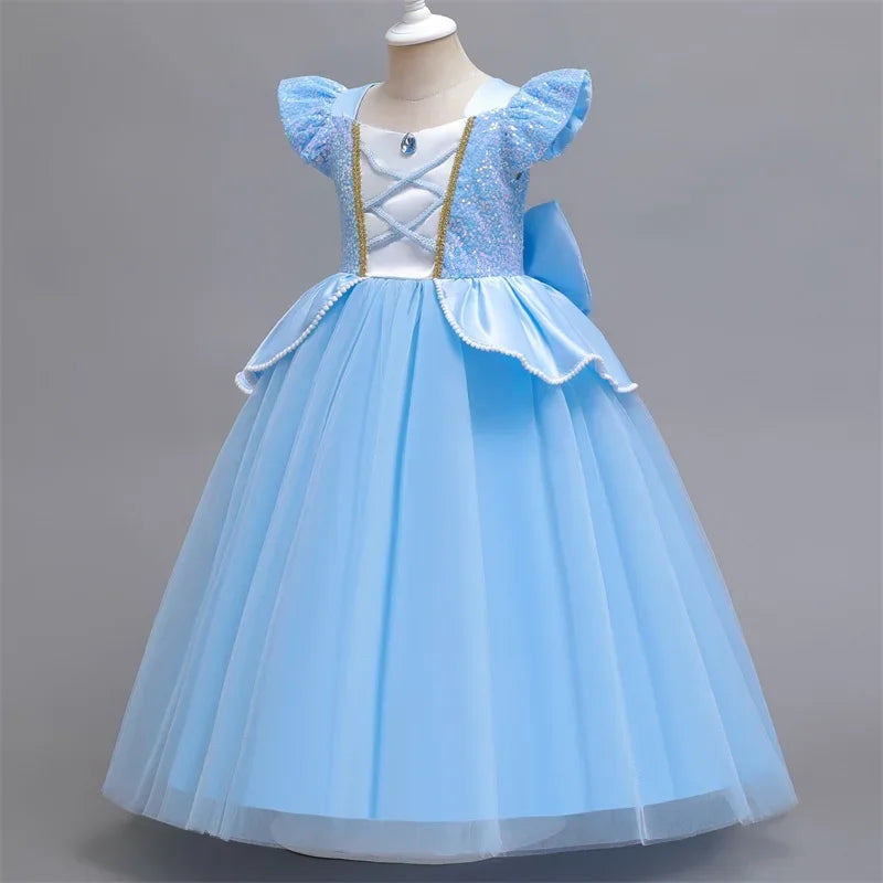 Cinderella Belle Princess Costume Dress for Girls | Rapunzel Cosplay Outfit | Kids Halloween Disguise, Christmas & Birthday Party Clothes