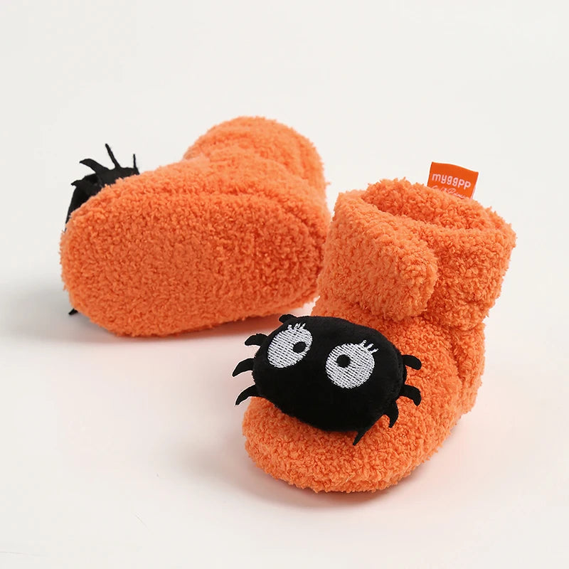 Baby Halloween Booties | Soft Anti-Slip Infant Slippers | Warm Fall Winter First Walker Shoes for Newborns & Toddlers