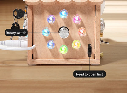 Montessori Busy House – Educational Wooden Activity Toy with Light Switches, Buttons & Music for 3-Year-Old Boys & Girls, Hands-On Learning Gift